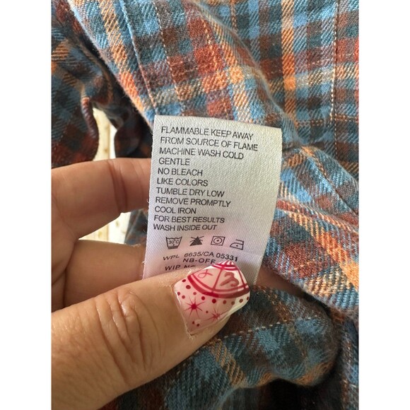 Woolrich Women's 100% Cotton Bluebell Flannel Plaid Button Down Collar Shirt M - Picture 7 of 7